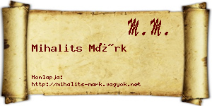Mihalits Márk névjegykártya